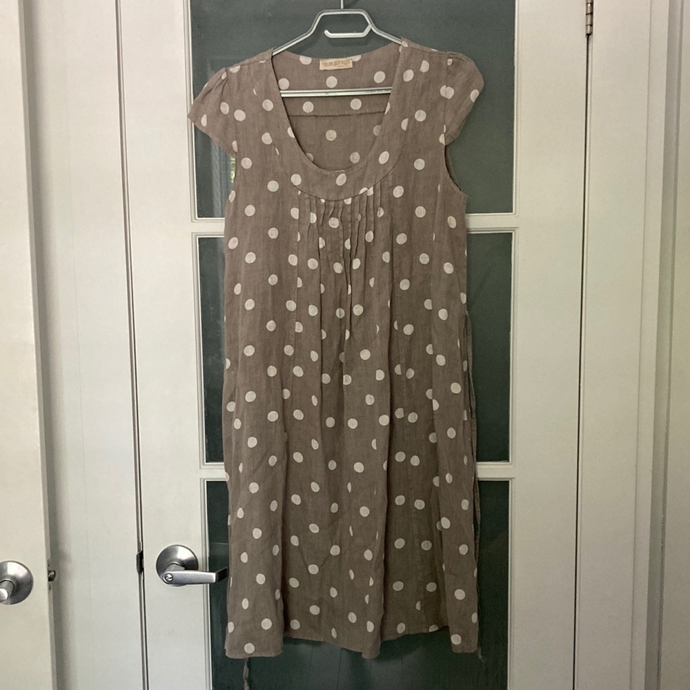 TALIA BENSON grey polkadot dress size large